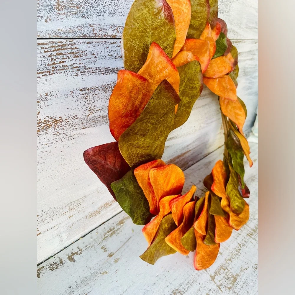 Fall Magnolia Leaves Wreath, 22”